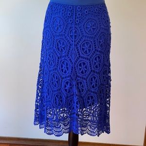 Ella Moss asymmetrical skirt, crochet, cobalt blue, sz M